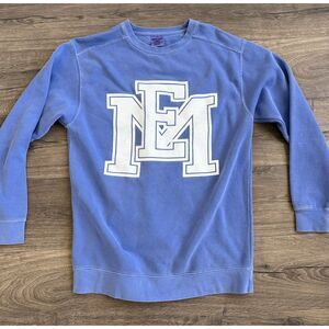 Comfy Colors Blue Crewneck Sweater "EM" Logo Size Med‎